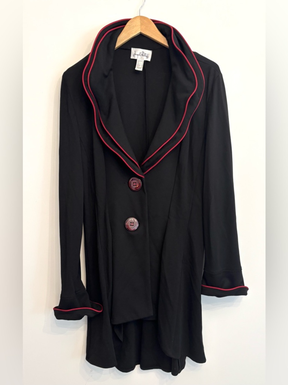Joseph Ribkoff Black Statement Jacket with Red Piping